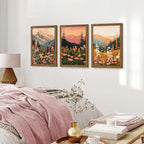 WRFON Botanical and Flower Canvas Wall Art, Framed Mountain Landscape Wall Art - Image 3