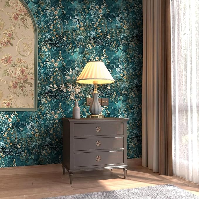 Floral Peel and Stick Wallpaper Green Flower Contact Paper 17.3inch x 118.1inch - Image 7