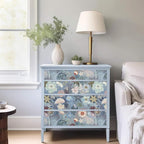 Ismoon Floral Peel and Stick Wallpaper Vintage Blue Contact Paper Jellyfish - Image 2