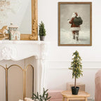 Framed Christmas Wall Art, Santa Claus Walk in Snow Canvas Prints, Vintage - Image 7