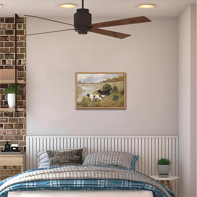 Floating Framed Vintage Hunting Dog Wall Art, Classic Countryside Landscape - Image 8
