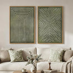 Large Framed Green Abstract Wall Art, 2 Piece Modern Canvas Prints Paintings - Image 3