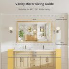 60x36 Inch Bathroom Mirror for Wall, Anti-Rust Oak Wood Grain Metal Framed - Image 2