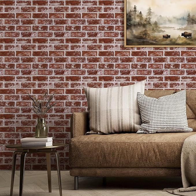 COMSTICKC 3D Faux Brick Wall Panels Peel and Stick, Small Size Thin PVC Fake - Image 2