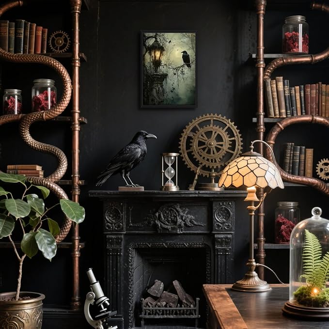 Gothic Decor Framed Wall Art, Vintage Dark Academia Canvas Prints, Horror - Image 2