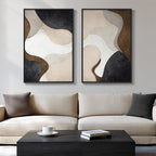 Large Framed Neutral Abstract Minimalist Wall Art Set of 2, Modern Canvas by Cuspin