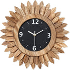 Honiway 14 Inch Wall Clock, Rustic Wood Boho Sunburst Decorative Wall Clocks by Honiway