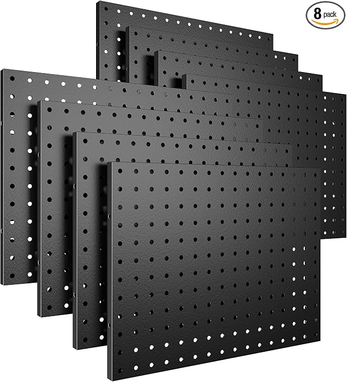 Spampur Peg Board, 8 Pack Metal Pegboard Panels Black Pegboards Wall Organizer by Spampur