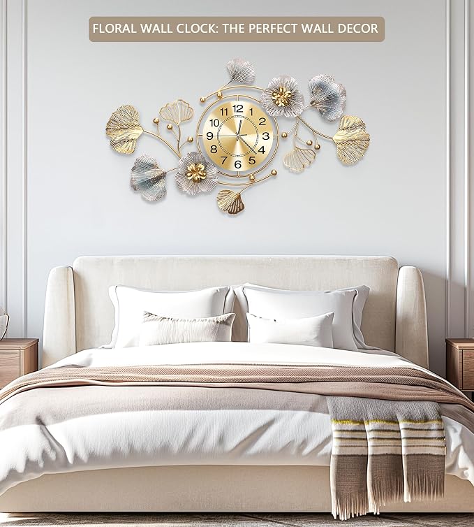 Clocks for Living Room, Large Wall Clock, 3D Silent Wall Clock, Retro Metal - Image 3