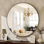 HARRITPURE Round Mirror 24 Black Wall Mounted Circle Mirrors Vanity Mirror by HARRITPUREHome
