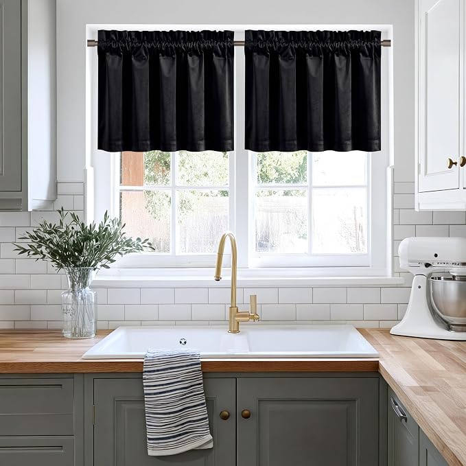 NICETOWN Black Velvet Valance Curtains - Image 2