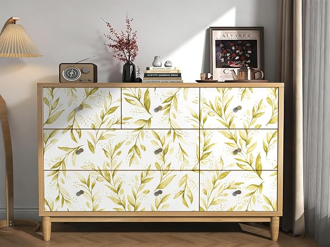 Livebor Leaf Peel and Stick Wallpaper Olive Leaf Contact Paper17.7in x 196.8in - Image 7
