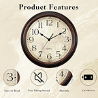 KECYET Wall Clock Battery Operated Vintage Silent Non-Ticking Analog Wall - Image 6