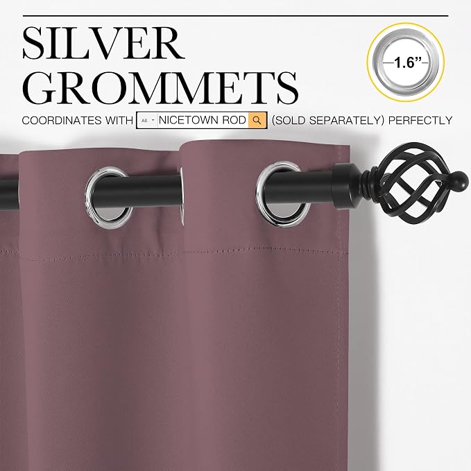 NICETOWN Bedroom Curtain Panels Blackout Draperies, 1 Pair, 29 by 40 inches - Image 3