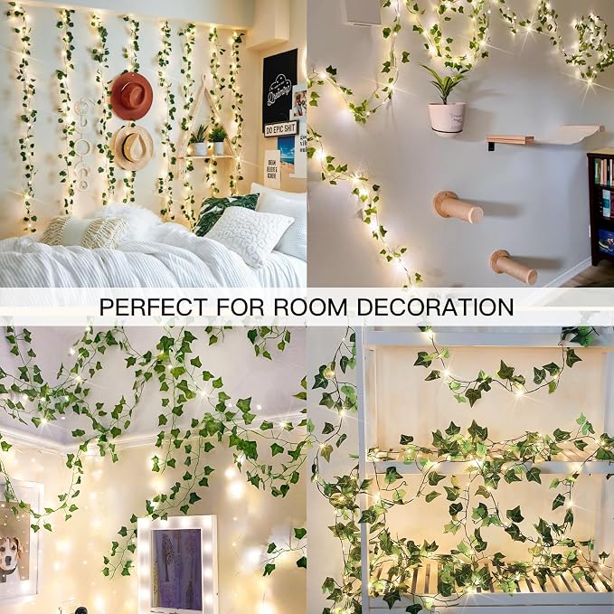 suddus Vine with Fairy Lights Plug in, 33ft 100 LED Ivy String Lights - Image 2