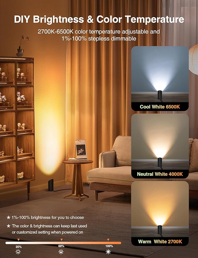 SUNVIE 2 Pack Smart Floor Can Light 5W RGBW Color Changing Uplighting Indoor - Image 4
