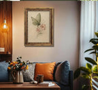 Vintage Gold Framed Wall Art, Retro Butterfly and Pink Flower Oil Painting - Image 7