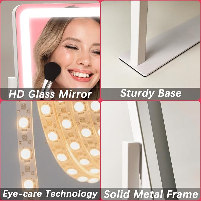 ROLOVE Vanity Mirror with Lights, 12.6"x15" LED Makeup Mirror with Lights - Image 7