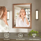 36x36 Inch Bathroom Mirror for Wall, Anti-Rust Walnut Wood Grain Metal Framed - Image 6