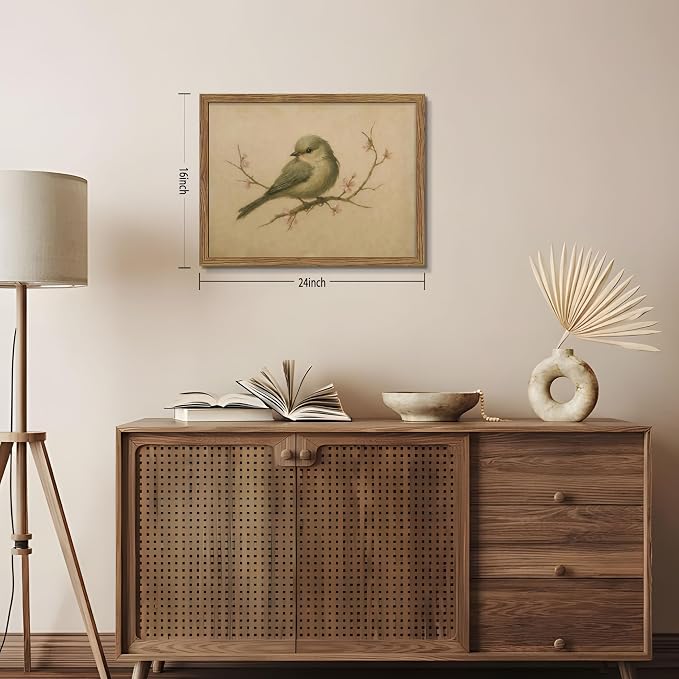 Vintage Bird Wall Art, Cherry Blossom Spring Pictures Canvas Wall Decor - Image 3