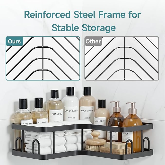 Veken Corner Shower Caddy 5-Pack, Advanced Rustproof Design, No Drilling - Image 6