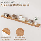 Floating Shelves for Wall Decor, Rustic Solid Elm Wood Live Edge Floating - Image 3