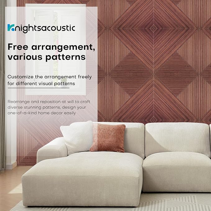 8Pack Acoustic Wall Panels, Wood-Pattern Art Sound Proof Foam Panels - Image 6