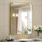 20X28 Inch Framed LED Lighted Bathroom Mirror, Wall Mounted Gold Metal Vanity by FTOTI