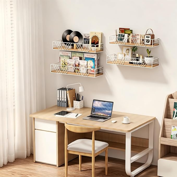 Floating Shelves for Wall, 4 Sets Rustic Wall Mounted Shelves - Image 6
