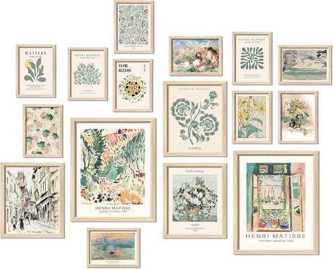 ANERZA 16 PCS Sage Green Wall Art Decor, Matisse Wall Prints by ANERZA