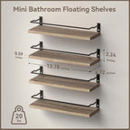 RICHER HOUSE 4-Piece Bathroom Paulownia Wood Shelves Set, Wall Mounted - Image 3