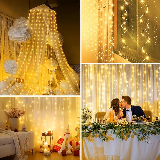 Minetom Curtain Lights, 300 LED Dimmable Fairy Lights Twinkle Lights - Image 7