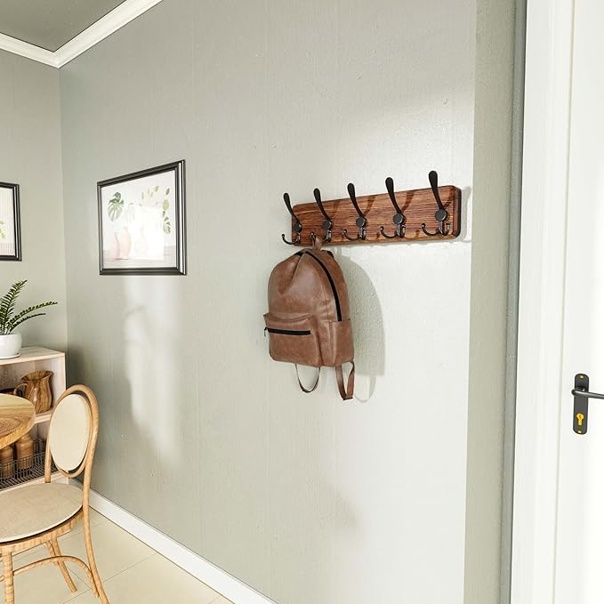 SKOLOO Rustic Wall Mounted Coat Rack: 16" Stud Spacing, Pine Real Wood Plank - Image 3