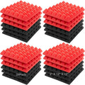 JBER Acoustic Sound Foam Panels, 24 Pack 2" X 12" X 12" Red and Black by JBER