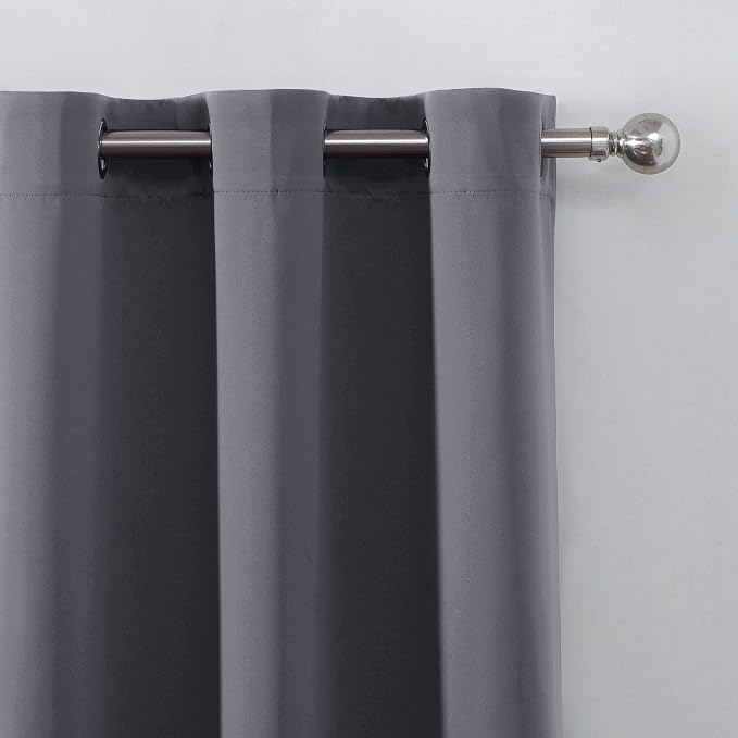 LEMOMO Blackout Curtains 66 x 95 inch/Grey Curtains Set of 2 Panels/Thermal - Image 7