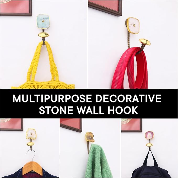 Indian Shelf Pack of 6 Stone Wall Hooks Decorative Modern - Image 5