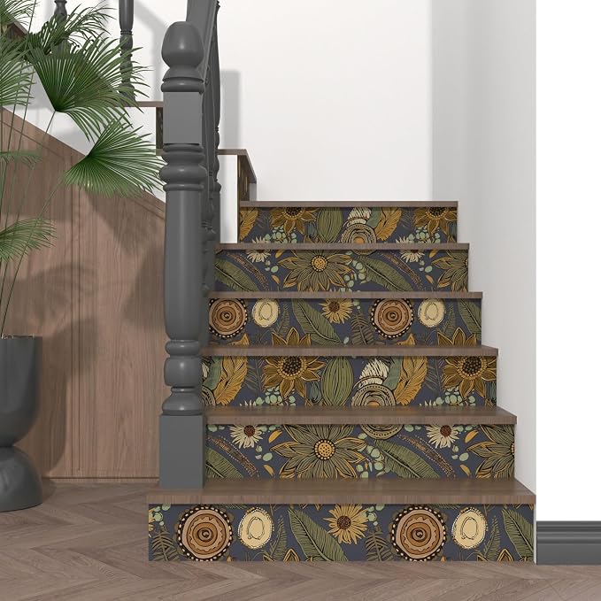 Boho Wallpaper Peel and Stick, Vintage Blue Yellow Floral Contact Paper - Image 5