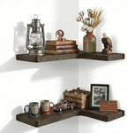 16 Inch Solid Wood Floating Corner Shelves 3 Pack by Unknown