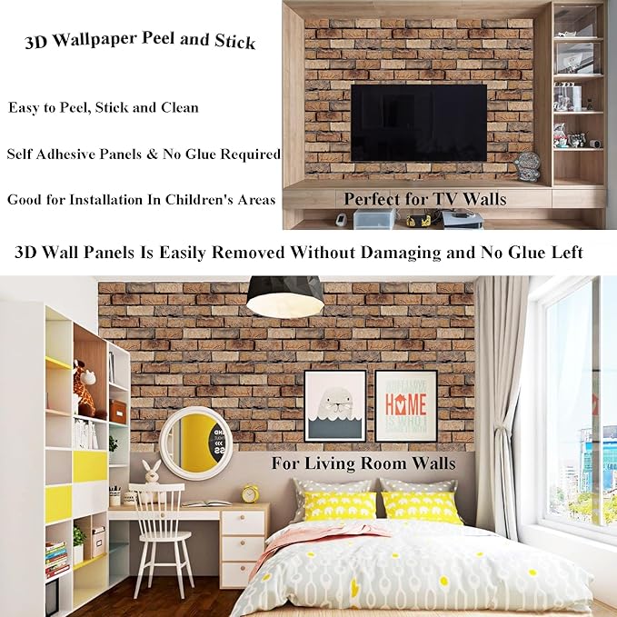 3D Wall Panels Peel and Stick, 10 Pack 3D Waterproof Self-Adhesive Wallpaper - Image 4