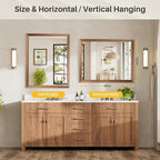 40x32 Inch Bathroom Mirror for Wall, Anti-Rust Walnut Wood Grain Metal Framed - Image 7