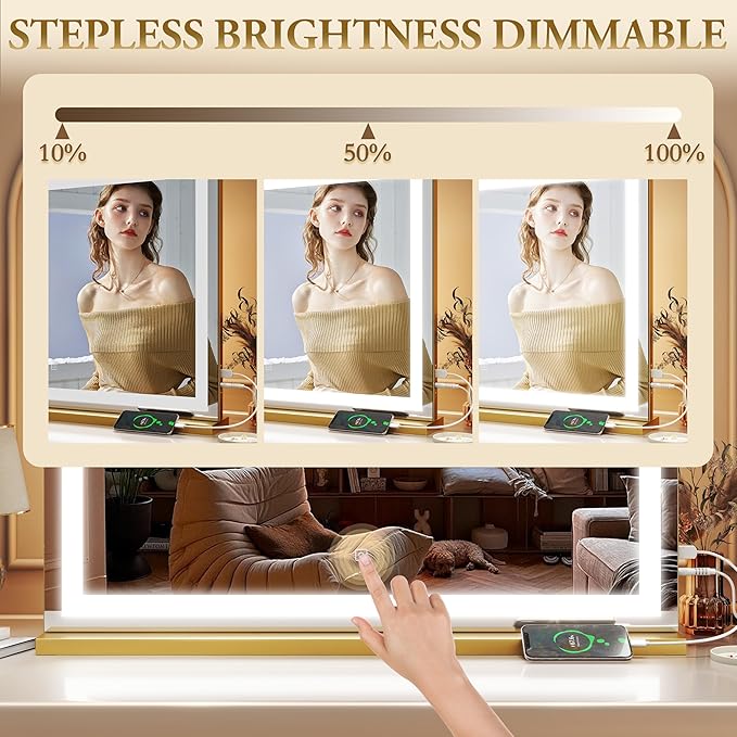 ROLOVE Vanity Mirror with Lights, LED Makeup Mirror, 10X Magnification - Image 2