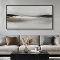 Large Framed Abstract Wall Art for Living Room, Horizontal Black and White by Cuspin