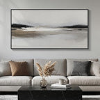 Large Framed Abstract Wall Art for Living Room, Horizontal Black and White by Cuspin