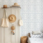 YXTII 17.3"×78.7" Blue Floral Peel and Stick Wallpaper, Damask Vintage Wallpaper - Image 3
