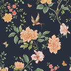 Froluya Dark Blue Floral Peel and Stick Wallpaper Vintage Floral Contact Paper by Froluya