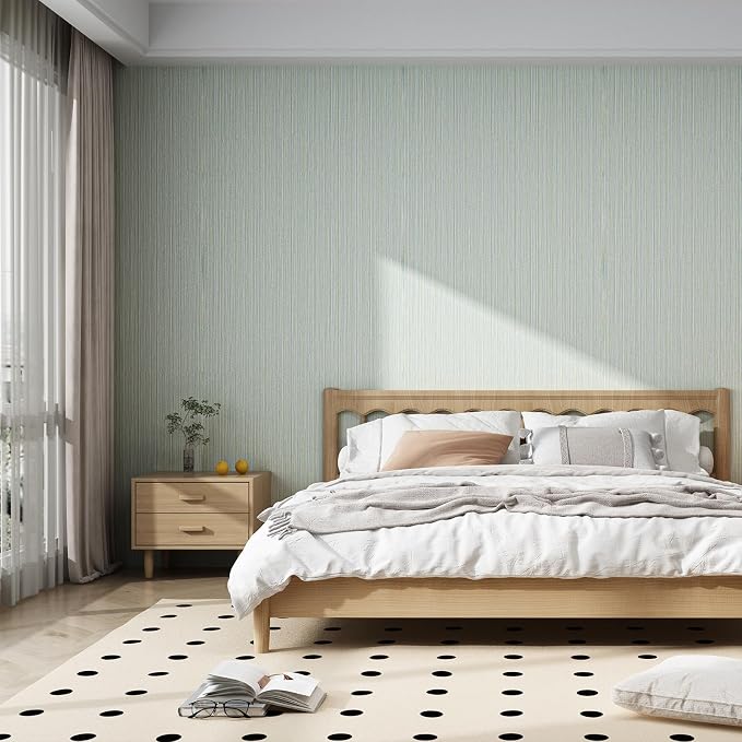 Blue Grasscloth Wallpaper Peel and Stick Fabric Linen Textured 24"x394" Classic - Image 5