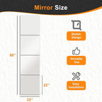 Delma Frameless Mirror Tiles 22"x22"x4 Pcs Wall Mounted, Shatter Resistant Full - Image 7