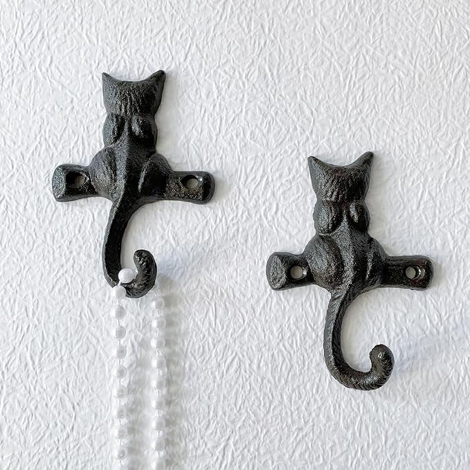 Rustic Cat-Shaped Decorative Wall Hook Rack Hangers - Image 6