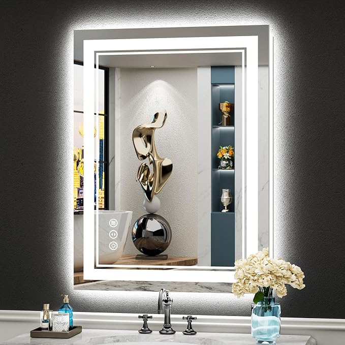 24x32 LED Bathroom Mirror with Lights, Backlit and Front Lit Anti-Fog Lighted by Awandee