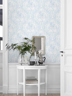 Ismoon Floral Peel and Stick Wallpaper Blue Contact Paper Boho Watercolor - Image 8